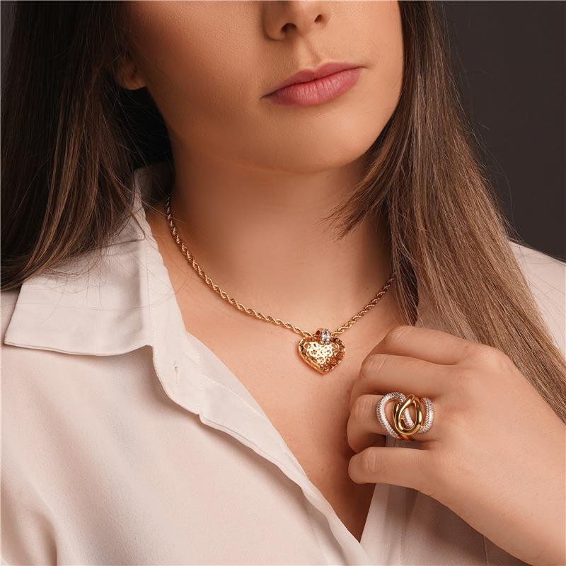 ANEL S ENTRALAÇADO COM PEDRAS DE ZIRCÔNIAS FOLHEADO A OURO