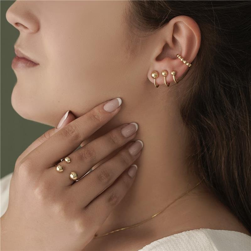 ANEL BOLAS REGULÁVEIS FOLHEADO A OURO