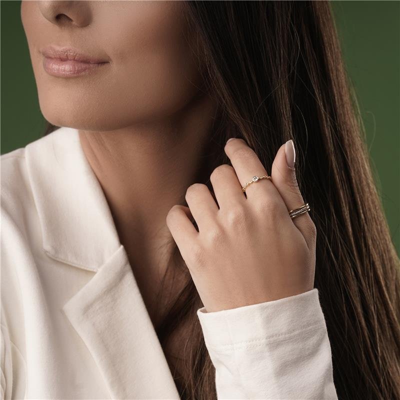 ANEL PONTO DE LUZ COM PEDRAS DE ZIRCÔNIA FOLHEADO A OURO