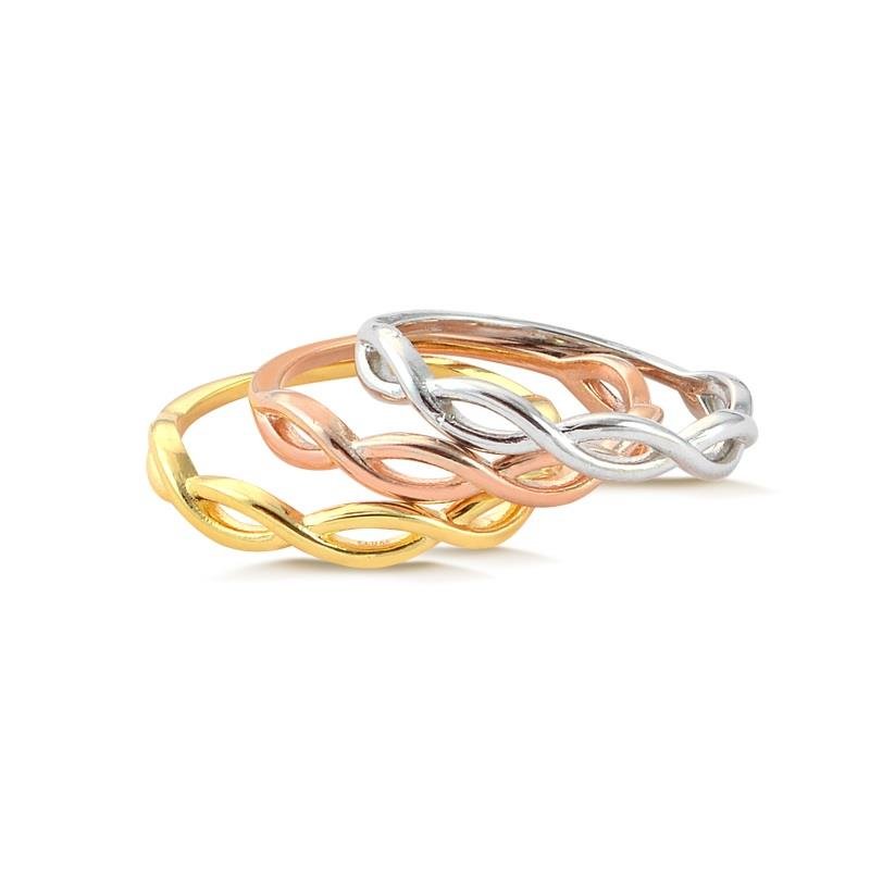 ANEL TRÊS CORES INFINITOS LISOS FOLHEADO A OURO