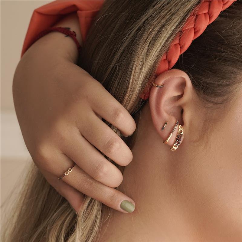 ANEL DELICADO COM INFINITO E PEDRAS DE ZIRCONIAS MULTICOLOR FOLHEADO A OURO