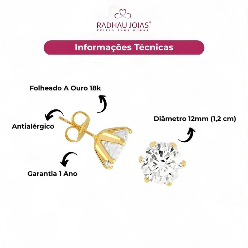 BRINCO REDONDO 12MM FOLHEADO A OURO