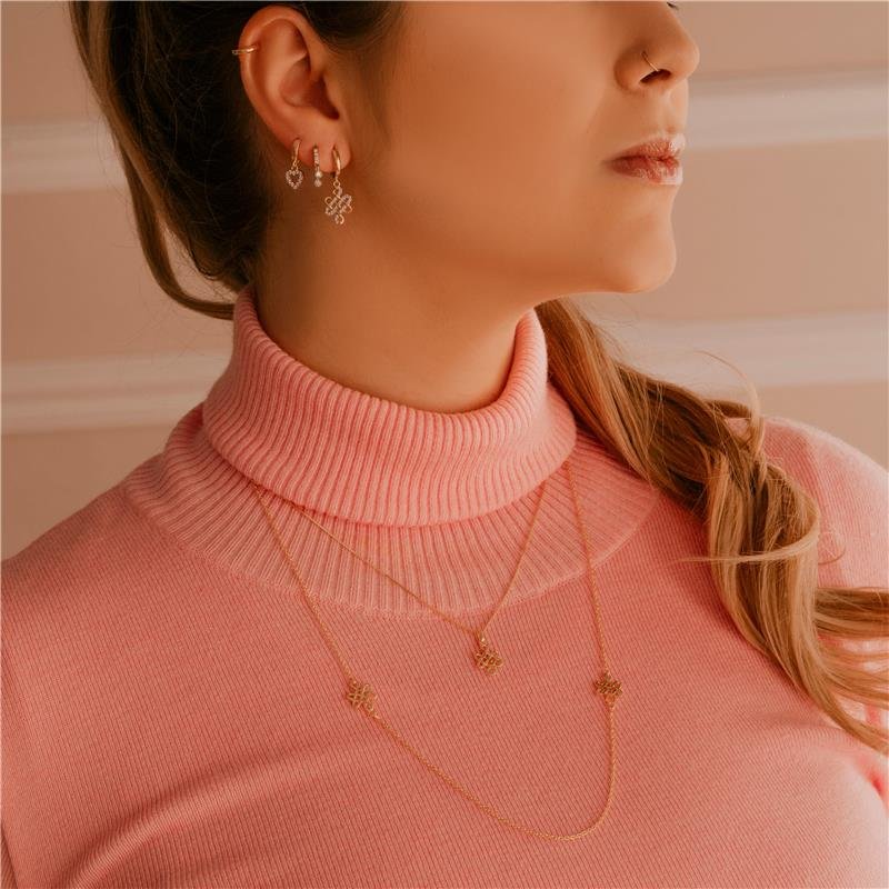 BRINCO CLICK COM NO DO AMOR COM PEDRAS DE ZIRCÔNIAS FOLHEADO A OURO