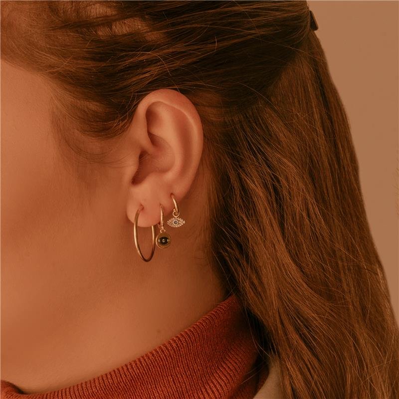 BRINCO CLICK PEQUENO COM OLHO GREGO E PEDRAS DE ZIRCÔNIAS FOLHEADO A OURO