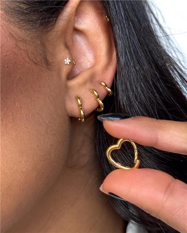 Brinco Click Coração Médio Folheado A Ouro 18k