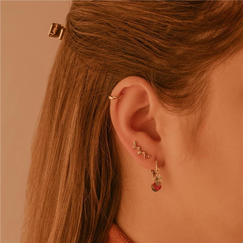 BRINCO EAR CUFF PEQUENO COM ZIRCÔNIAS MULTICOLOR FOLHEADO A OURO