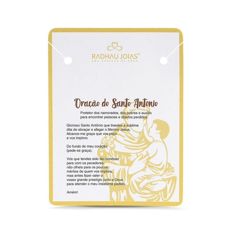 GARGANTILHA SANTO ANTONIO COM PEDRAS DE ZIRCÔNIAS CRISTAL FOLHEADO A OURO