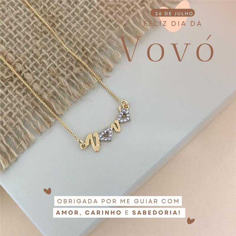 GARGANTILHA VOVÓ COM PEDRAS DE ZIRCÔNIAS FOLHEADA A OURO