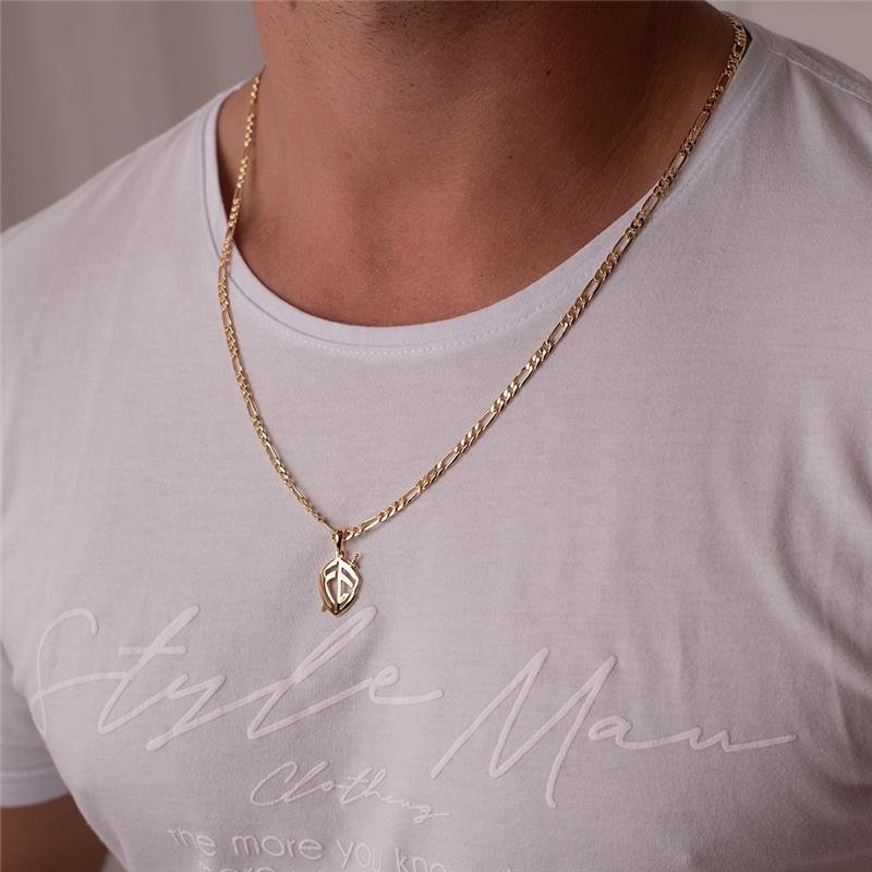 PINGENTE ESCUDO FÉ FOLHEADO A OURO
