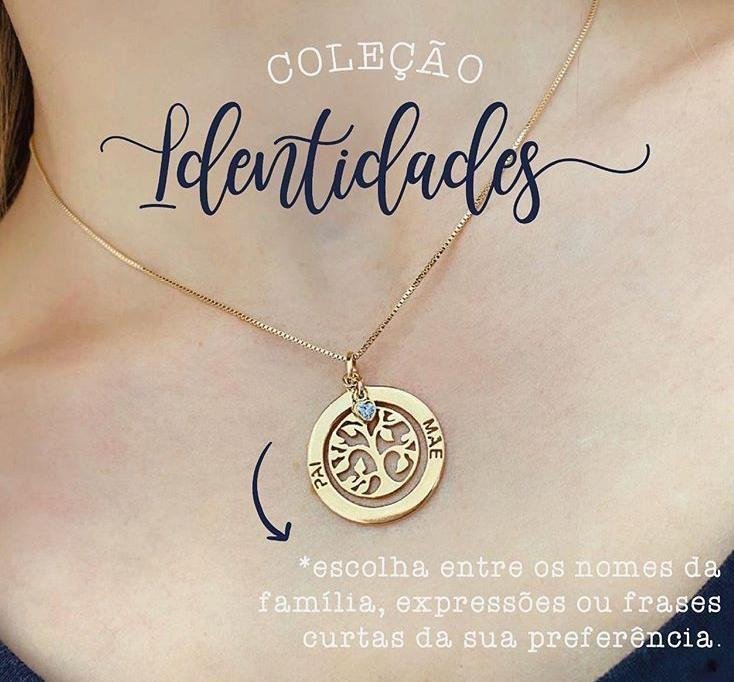 GARGANTILHA ARVORE DA VIDA PERSONALIZÁVEL COM PONTO DE LUZ FOLHEADO A OURO