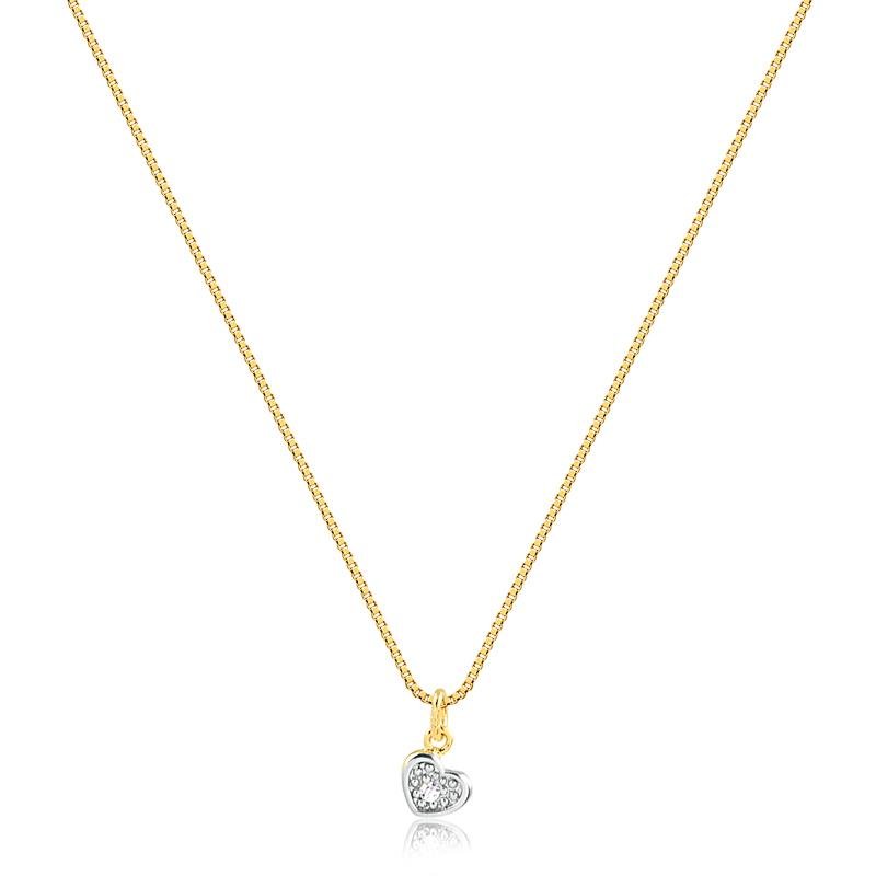 PINGENTE ACESSÓRIO CORAÇÃO DETALHES E UM PONTO DE ZIRCÔNIA FOLHEADO A OURO