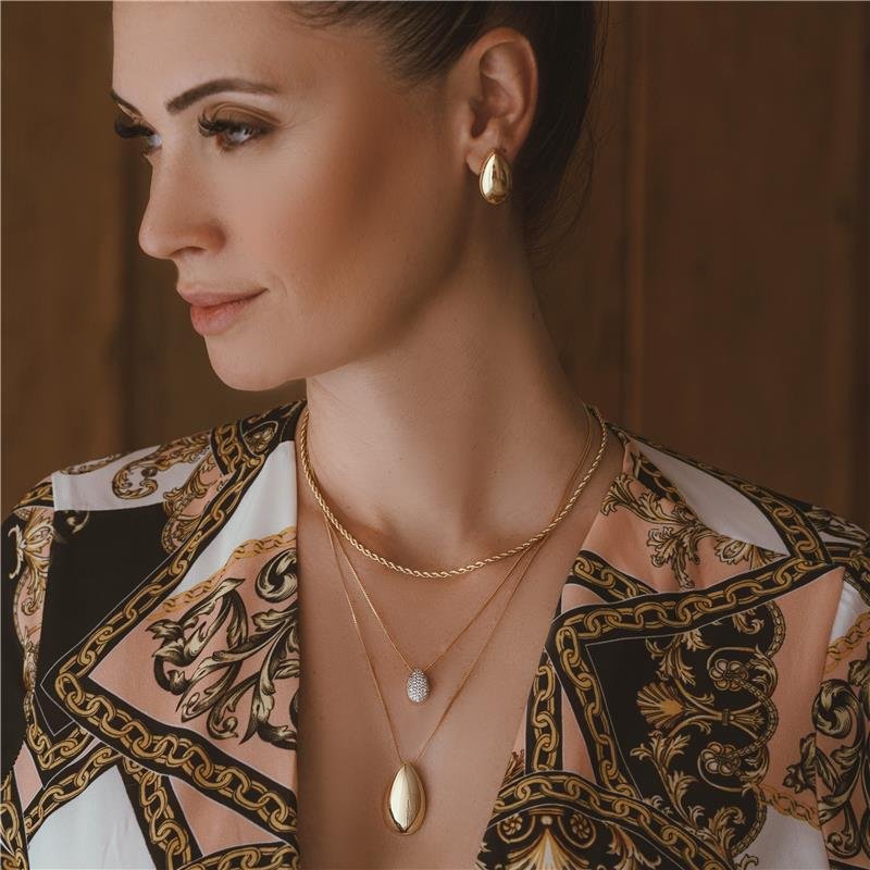 GARGANTILHA GOTA LISA 50CM COM EXTENSOR 10CM FOLHEADO A OURO