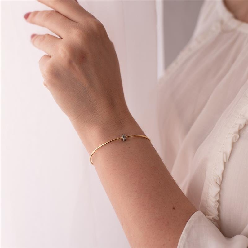 BRACELETE COM BOLINHA CRAVEJADA DE PEDRAS DE ZIRCÔNIA FOLHEADO A OURO