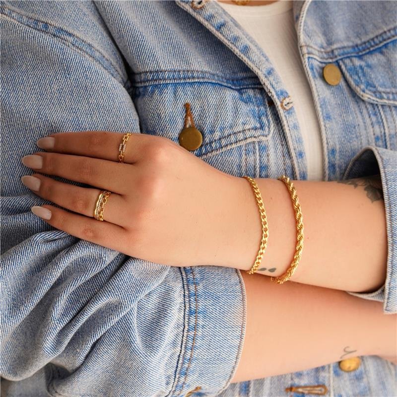 PULSEIRA ELOS GRUMET PEQUENOS DE 0,8MM FOLHEADA A OURO