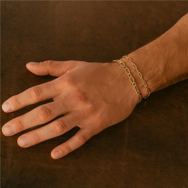 PULSEIRA ELOS ALONGADOS INTERCALADOS COM ELOS PEQUENOS FOLHEADA A OURO