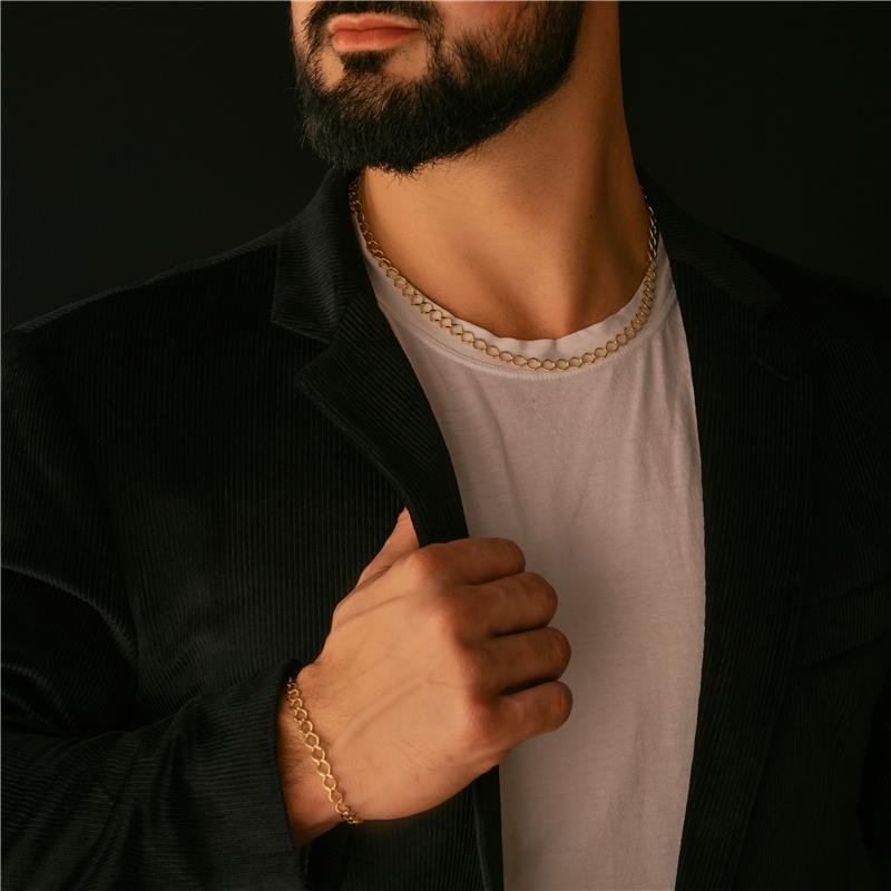 PULSEIRA ELOS GRUMET LONGOS FOLHEADA A OURO