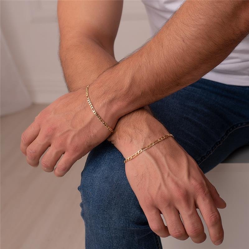 PULSEIRA 3X1 ELOS 20CM MASCULINA FOLHEADA A OURO