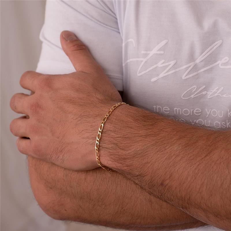 PULSEIRA MASCULINA ELOS 1X1 FOLHEADA A OURO